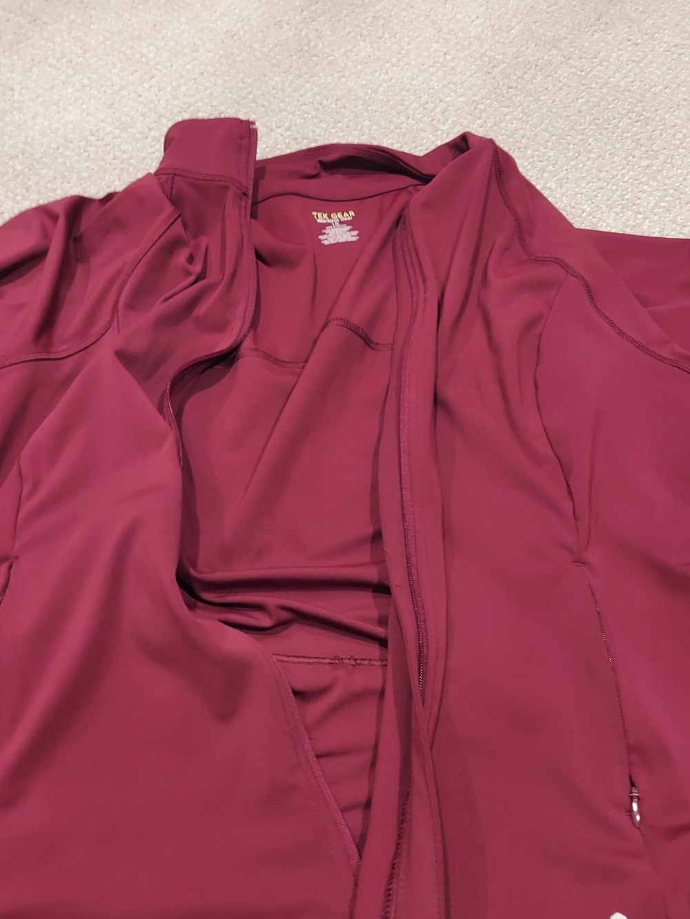 tek gear burgundy full-zip athletic jacket